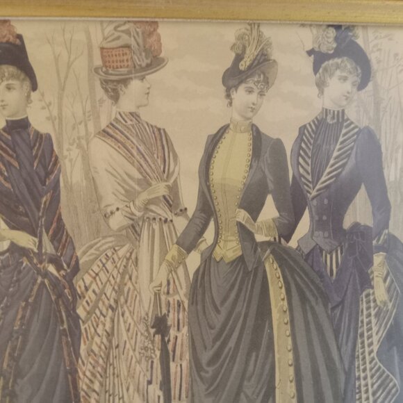 VTG Wood Framed Print Les Modes Parisiennes Peterson's Magazine - Picture 7 of 10